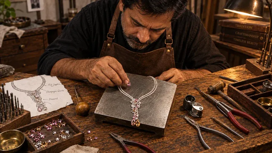 Skilled Karigar Handcrafting Fine Jewellery at Laxmi Jewellers Studio
